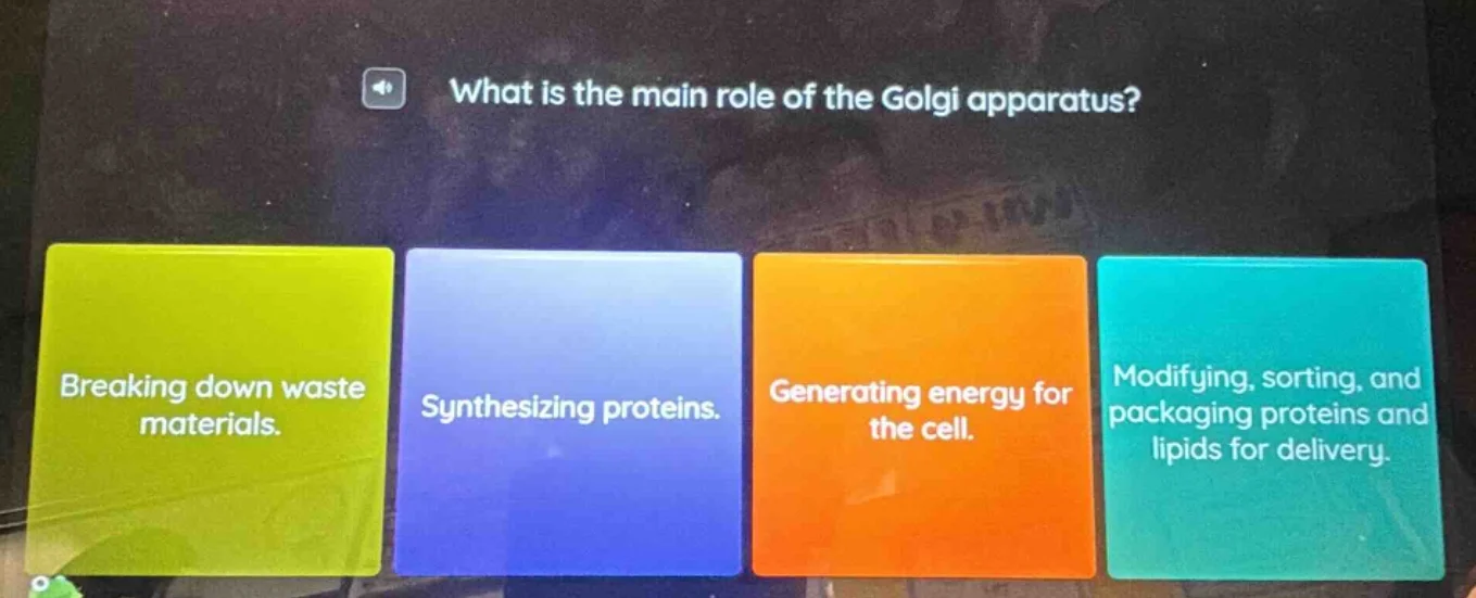 what is the main role of the golgi apparatus? breaking down waste mater…