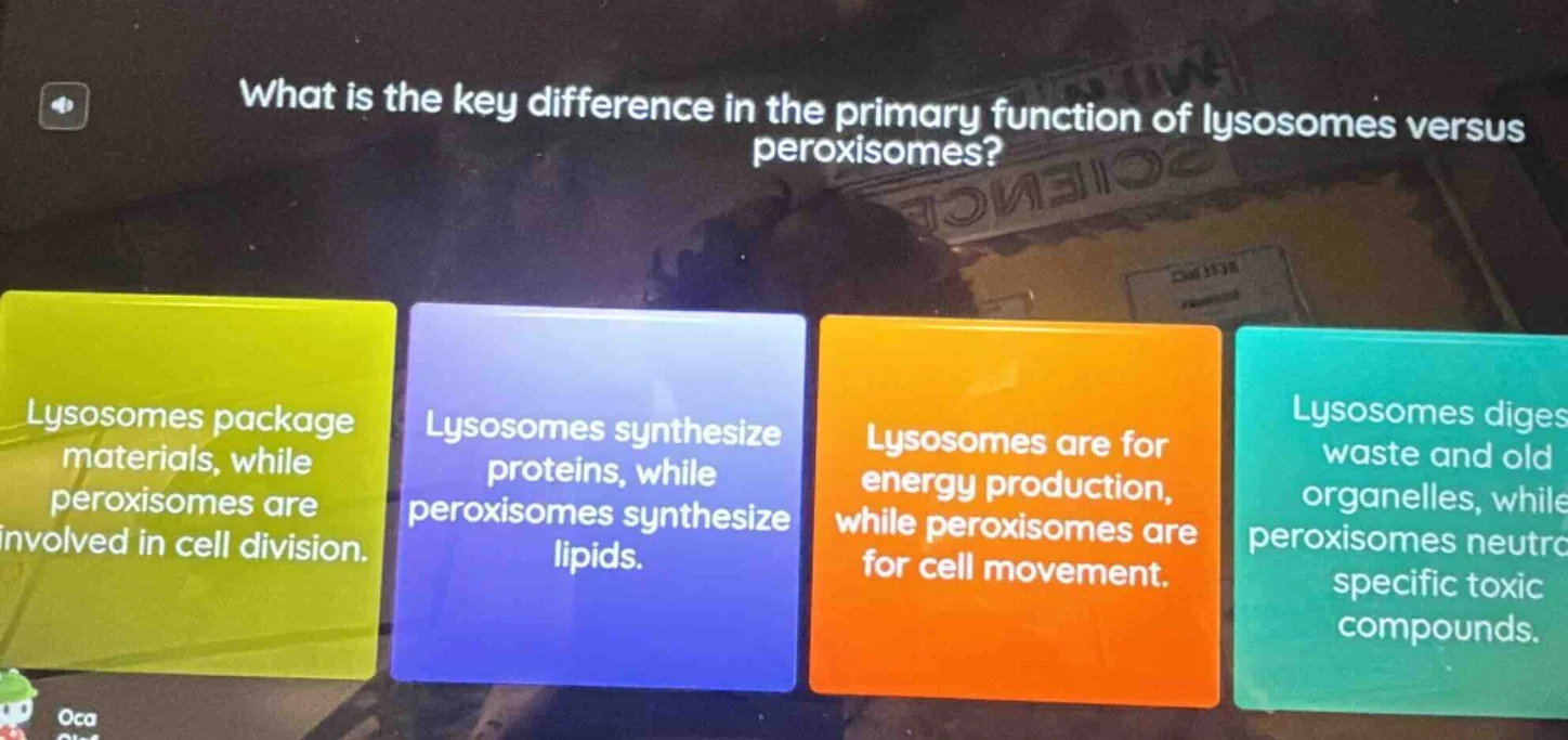what is the key difference in the primary function of lysosomes versus …