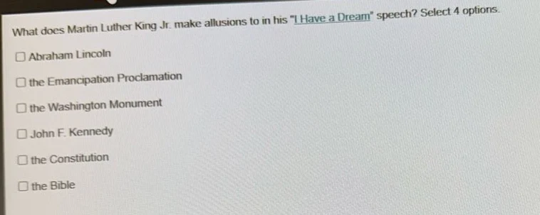 what does martin luther king jr. make allusions to in his \i have a dre…