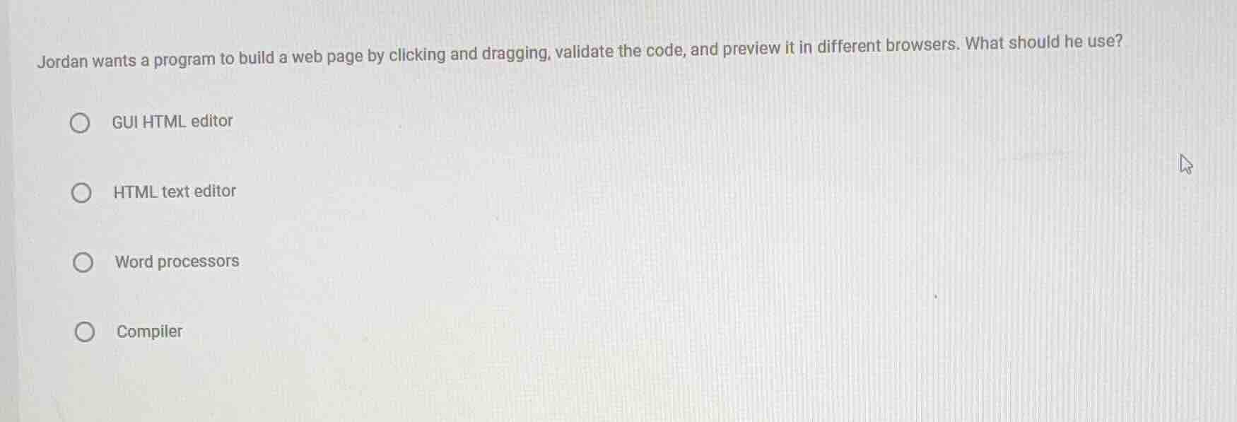 jordan wants a program to build a web page by clicking and dragging, va…