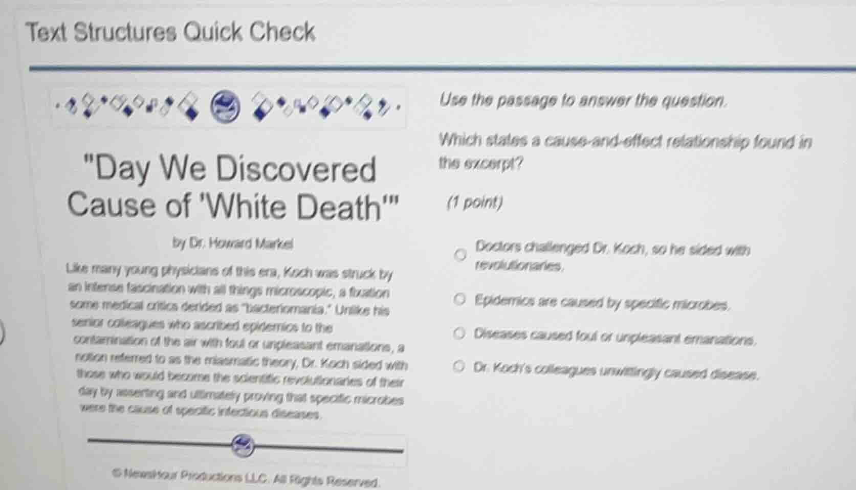 text structures quick check \day we discovered cause of white death\ by…