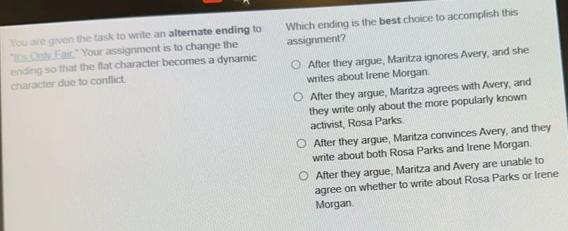 you are given the task to write an alternate ending to \its only fair\.…