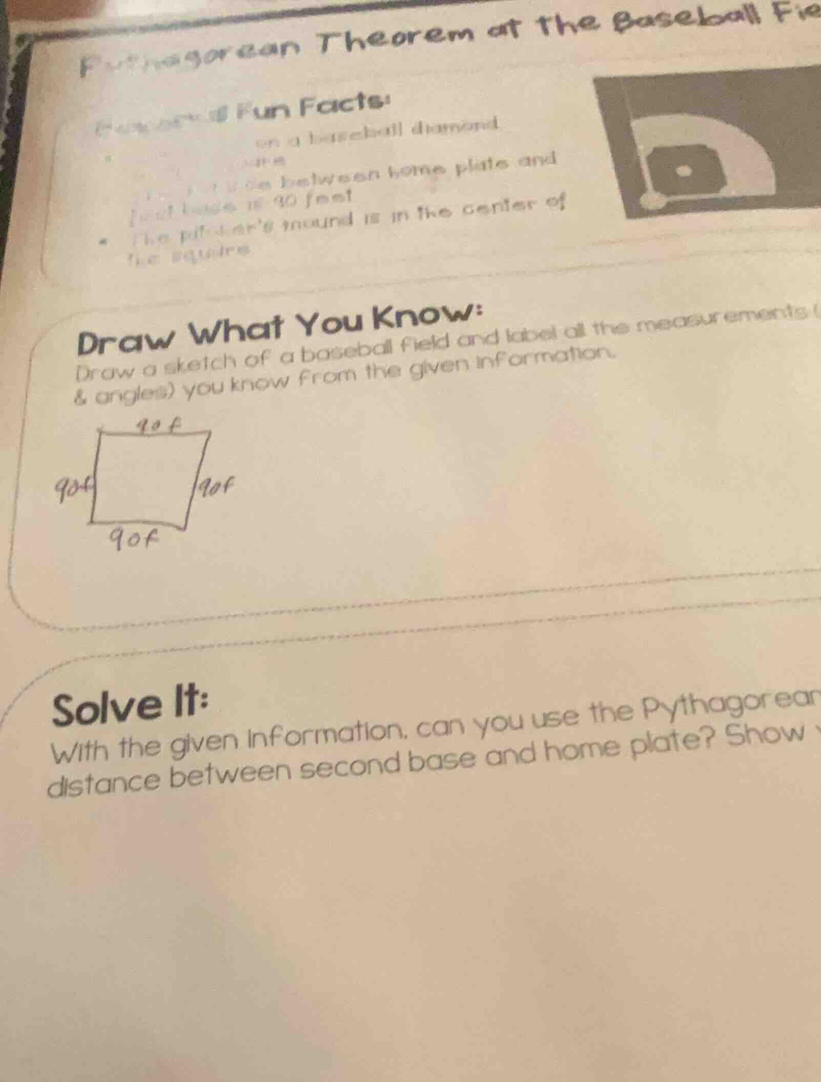 pythagorean theorem at the baseball field fun facts: on a baseball diam…
