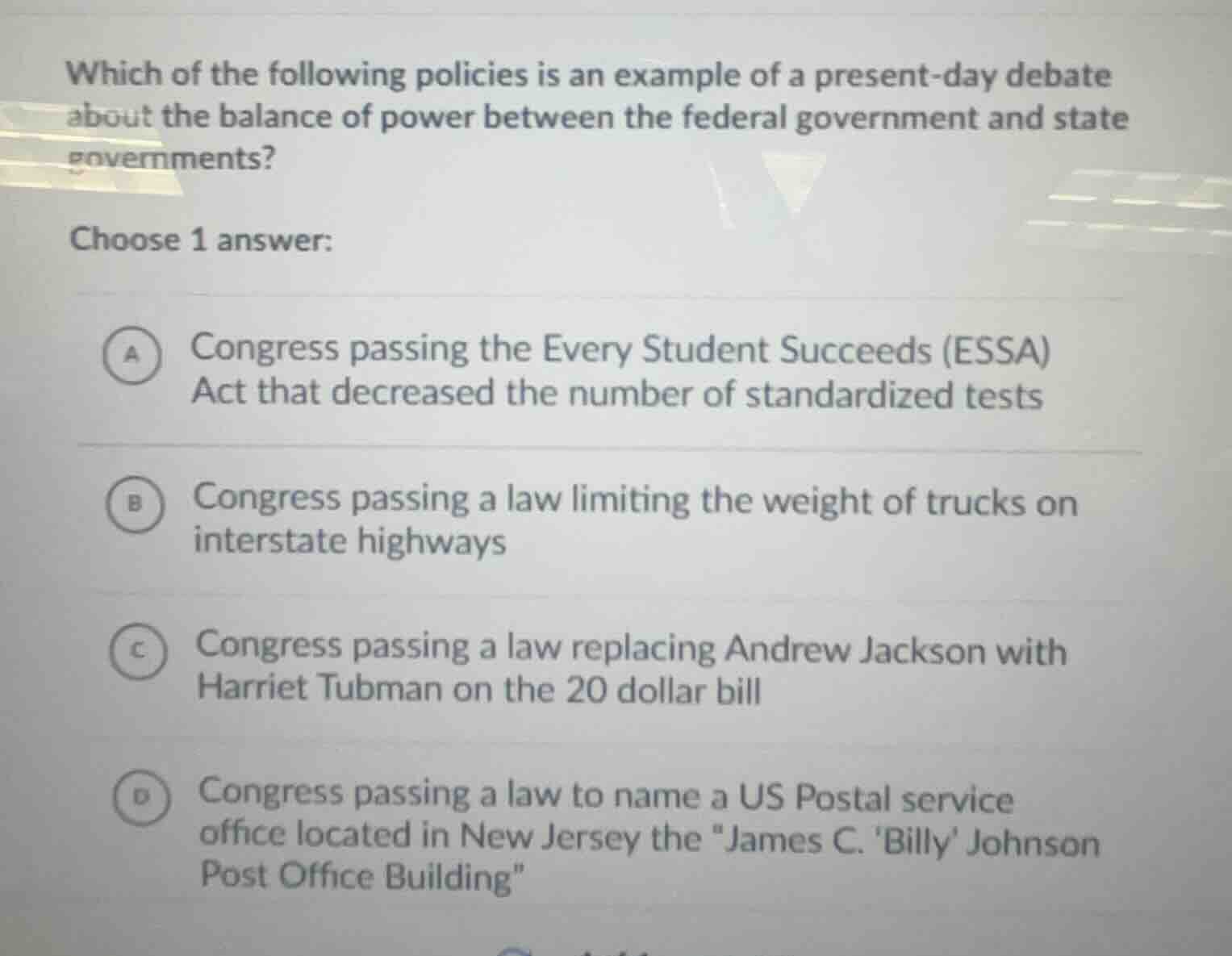 which of the following policies is an example of a present-day debate a…