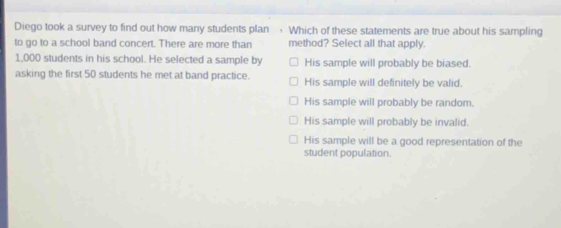 diego took a survey to find out how many students plan to go to a schoo…