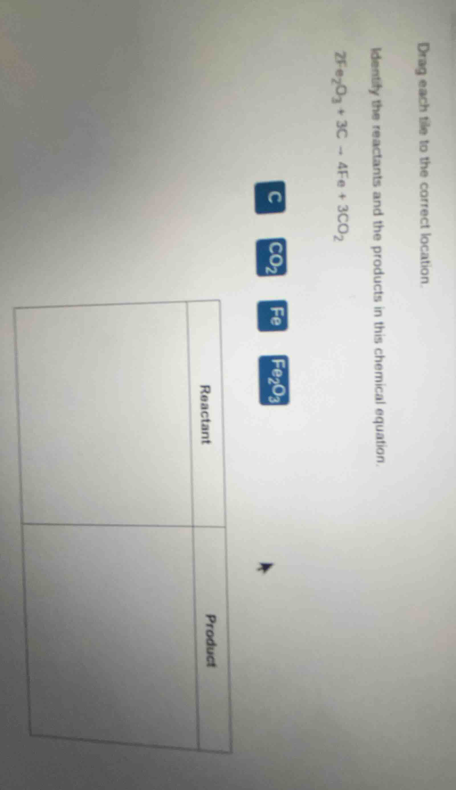 drag each tile to the correct location. identify the reactants and the …