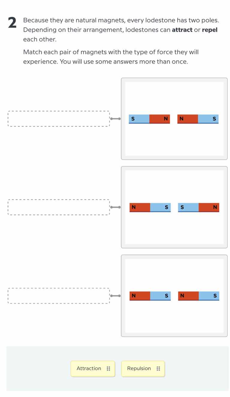 2 because they are natural magnets, every lodestone has two poles. depe…