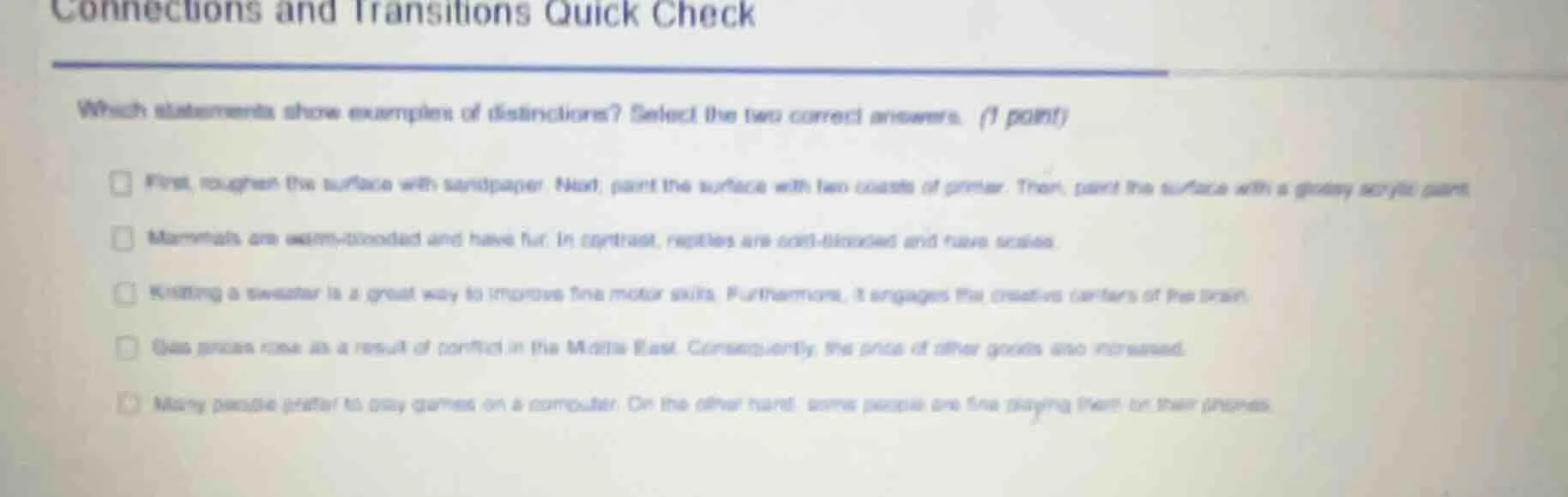 connections and transitions quick check which statements show examples …