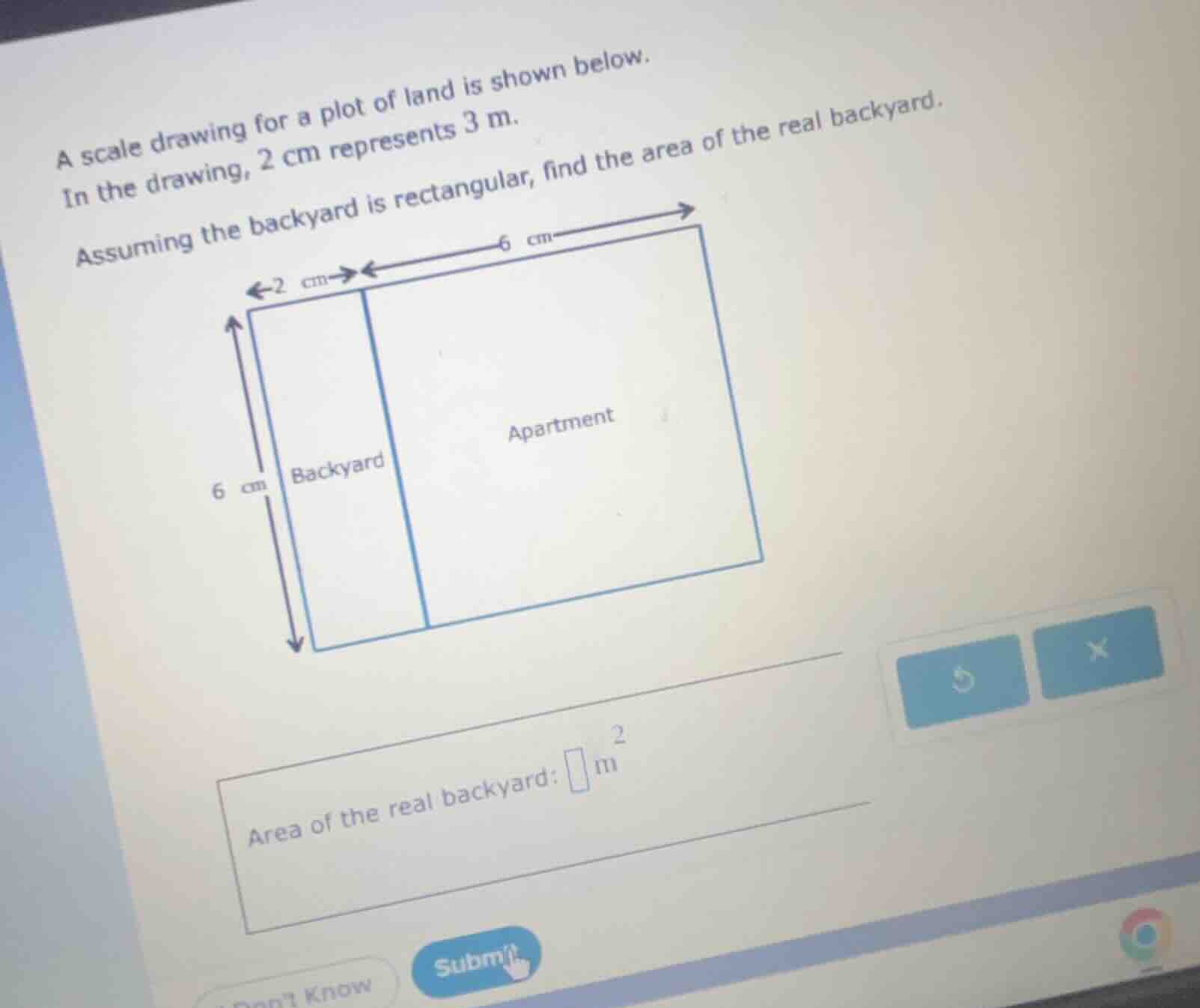 a scale drawing for a plot of land is shown below. in the drawing, 2 cm…
