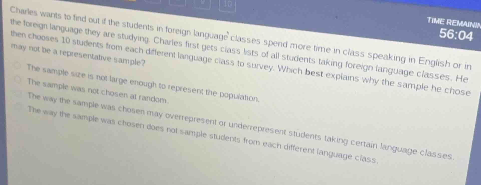 charles wants to find out if the students in foreign language classes s…