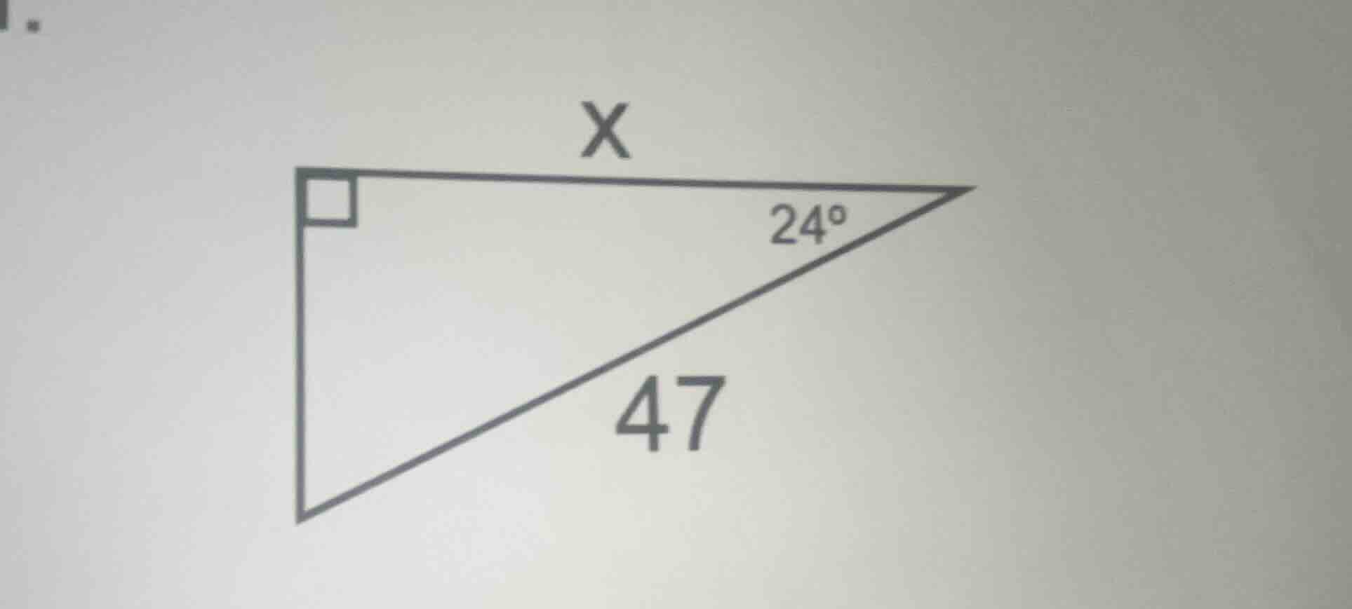 find the length of side x in the right triangle with hypotenuse 47 and …