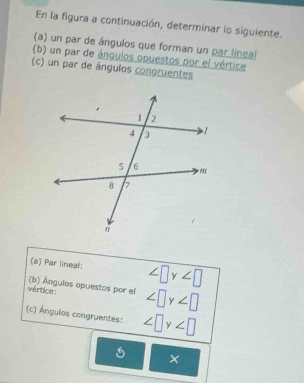 en la figura a continuación, determinar lo siguiente. (a) un par de áng…