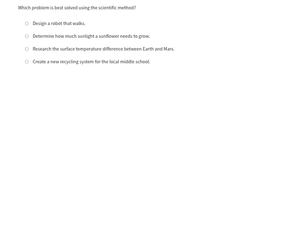 which problem is best solved using the scientific method? - design a ro…