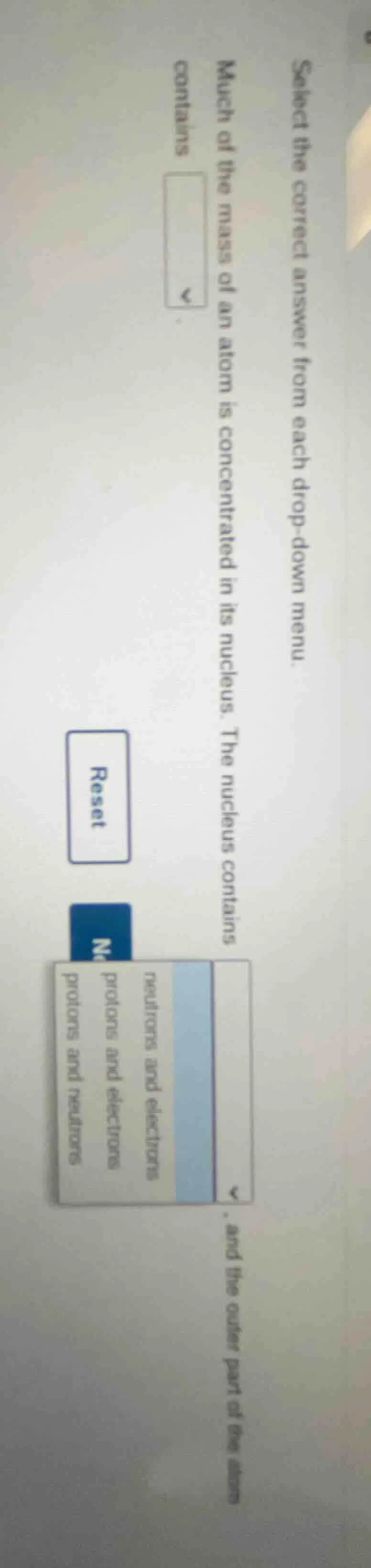 select the correct answer from each drop - down menu. much of the mass …