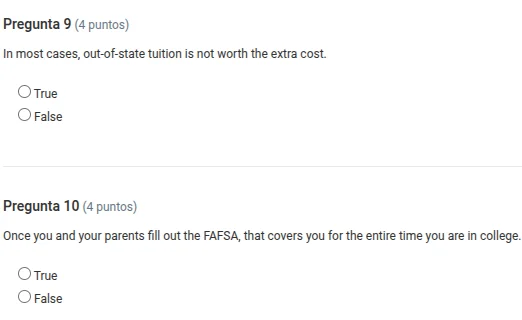 pregunta 9 (4 puntos) in most cases, out - of - state tuition is not wo…