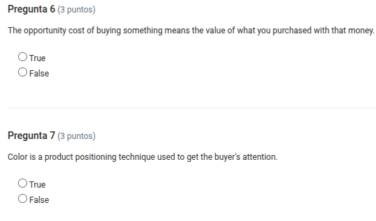 pregunta 6 (3 puntos) the opportunity cost of buying something means th…