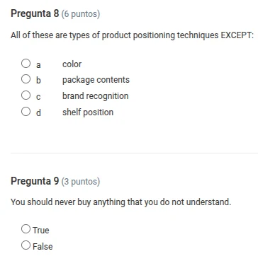 pregunta 8 (6 puntos) all of these are types of product positioning tec…