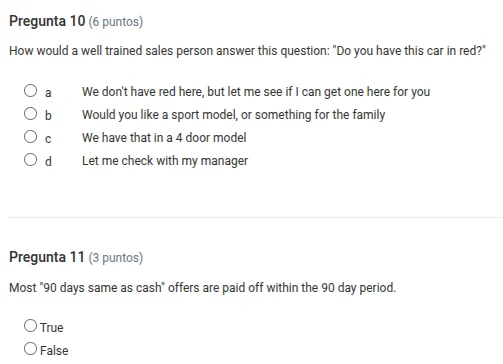 pregunta 10 (6 puntos) how would a well trained sales person answer thi…