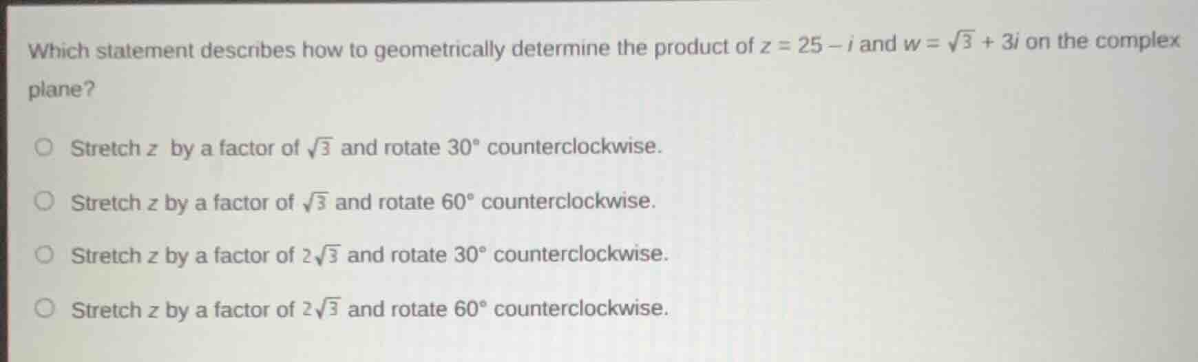 which statement describes how to geometrically determine the product of…