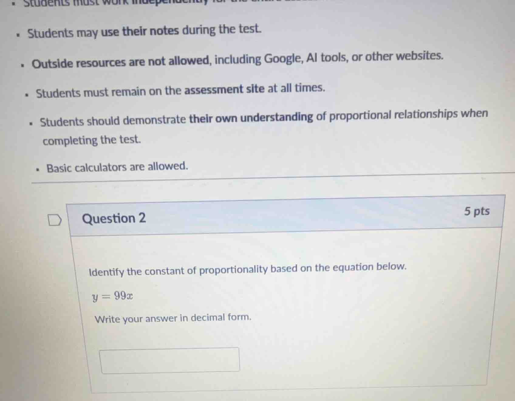question 2 5 pts identify the constant of proportionality based on the …