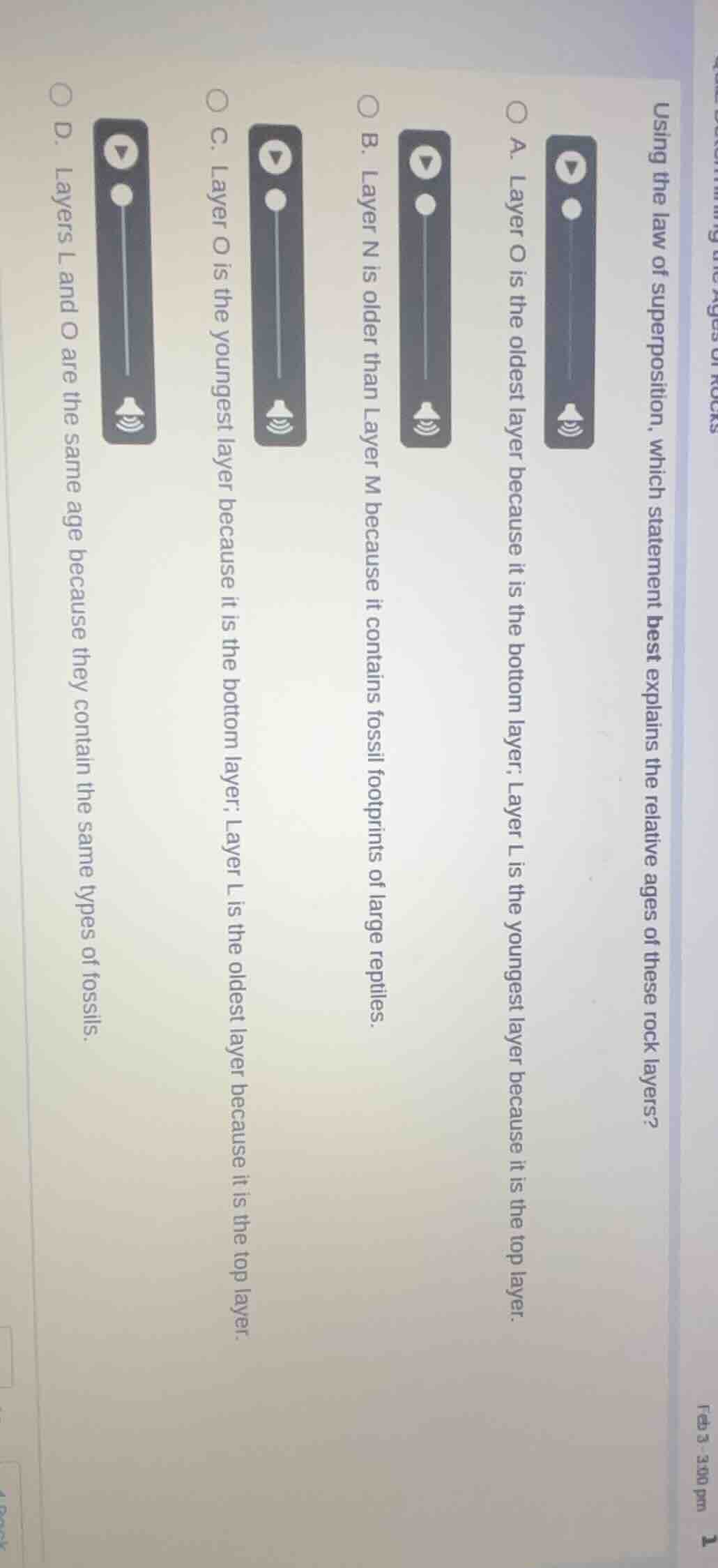 using the law of superposition, which statement best explains the relat…