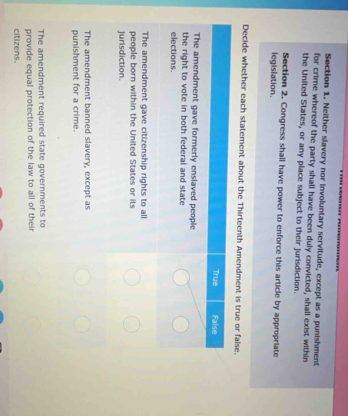 section 1. neither slavery nor involuntary servitude, except as a punis…