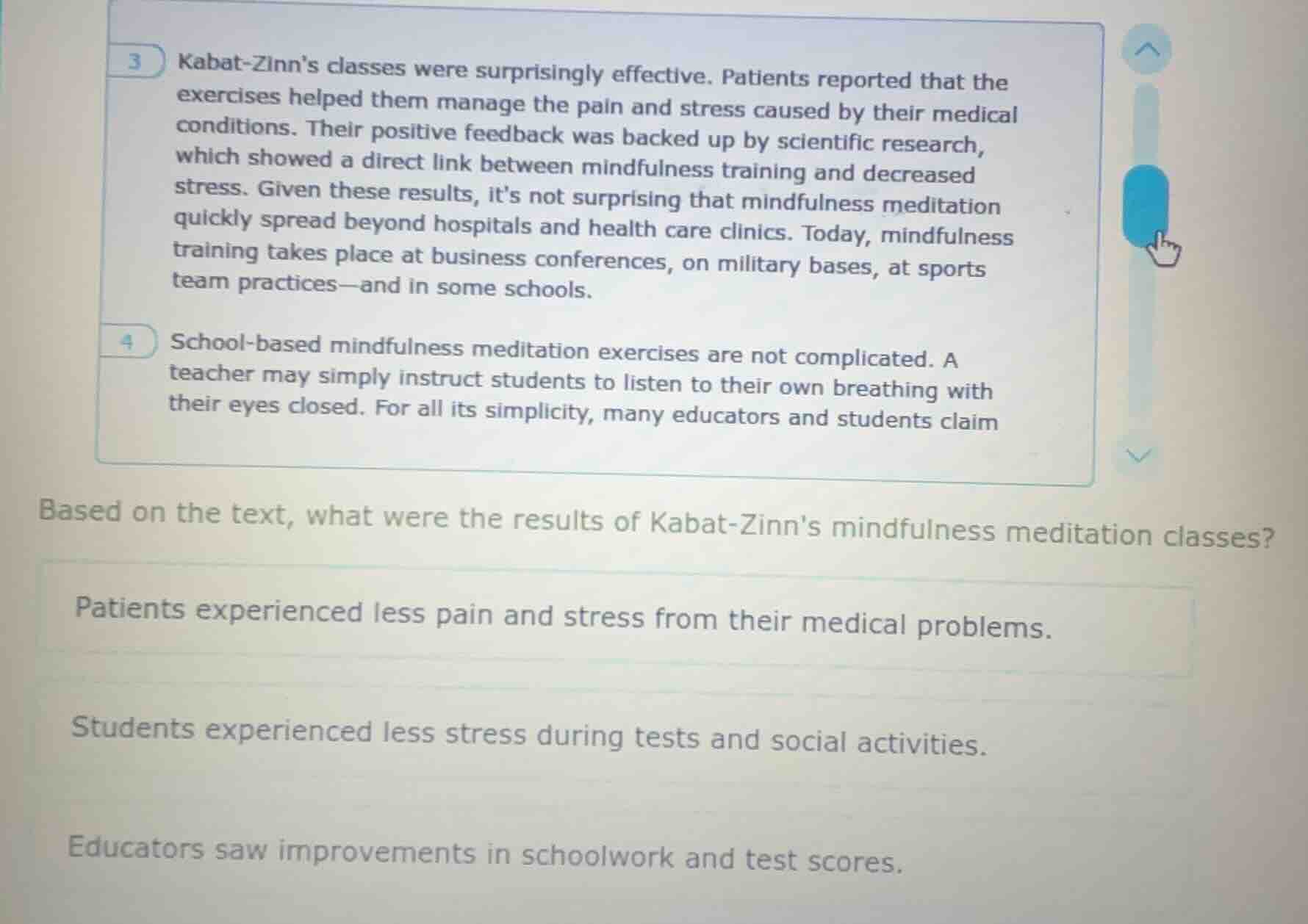 3 kabat - zinns classes were surprisingly effective. patients reported …