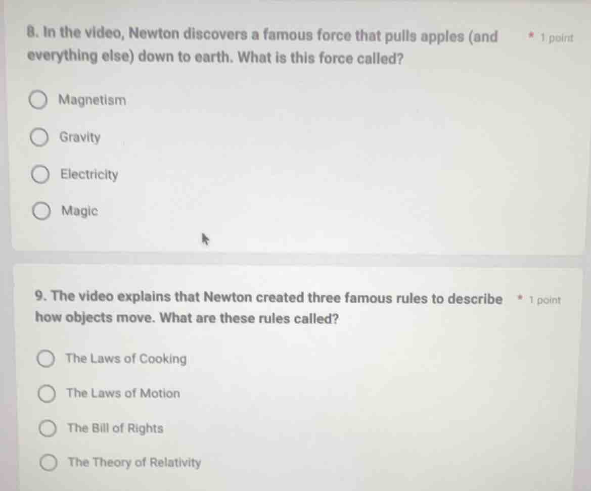 8. in the video, newton discovers a famous force that pulls apples (and…