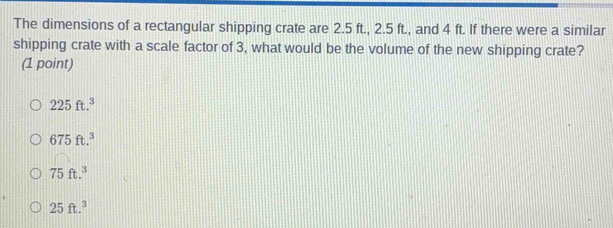 the dimensions of a rectangular shipping crate are 2.5 ft., 2.5 ft., an…