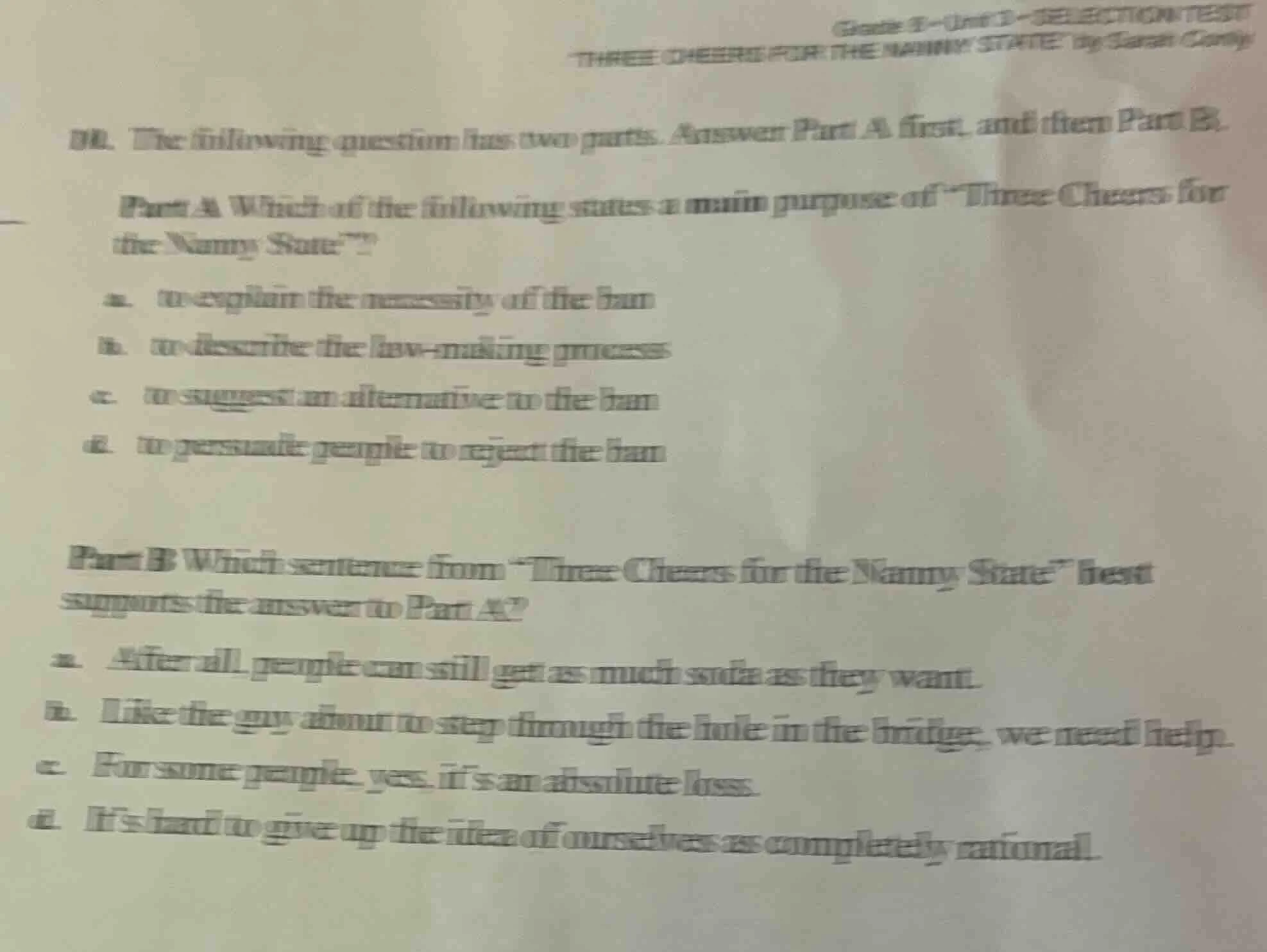 grade 8 - unit d - selection test \three cheers for the nanny state\ by…