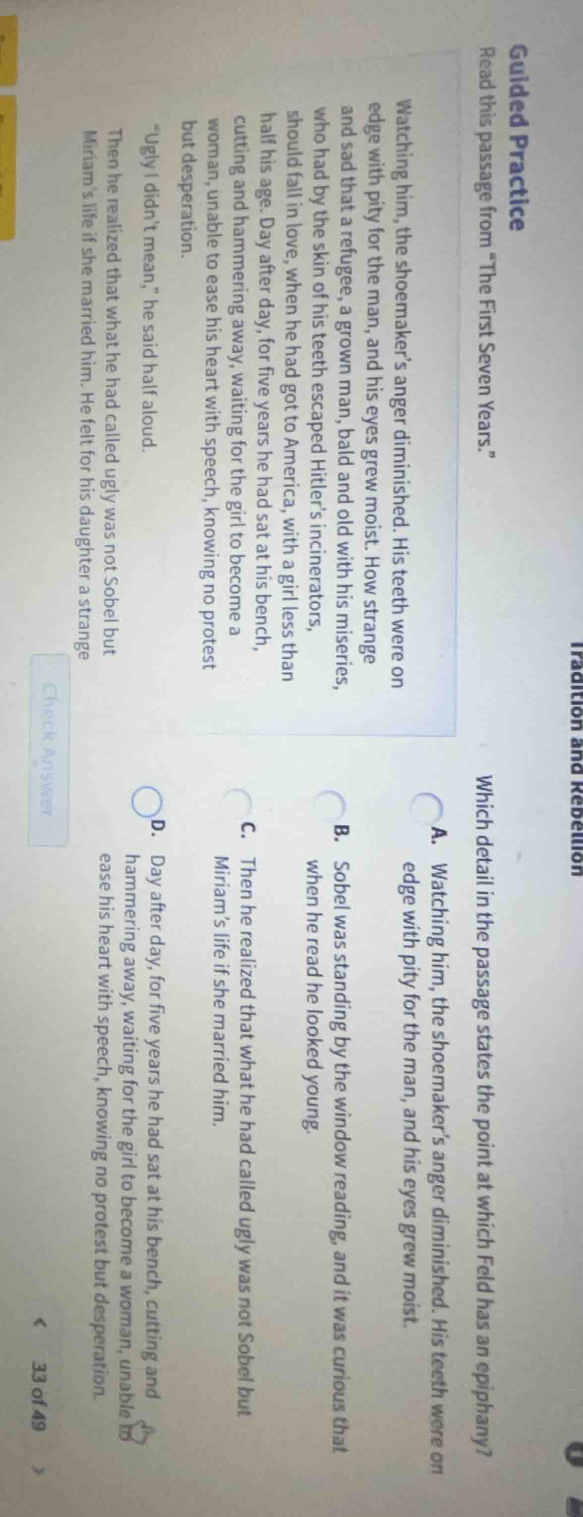 guided practice read this passage from \the first seven years.\ watchin…