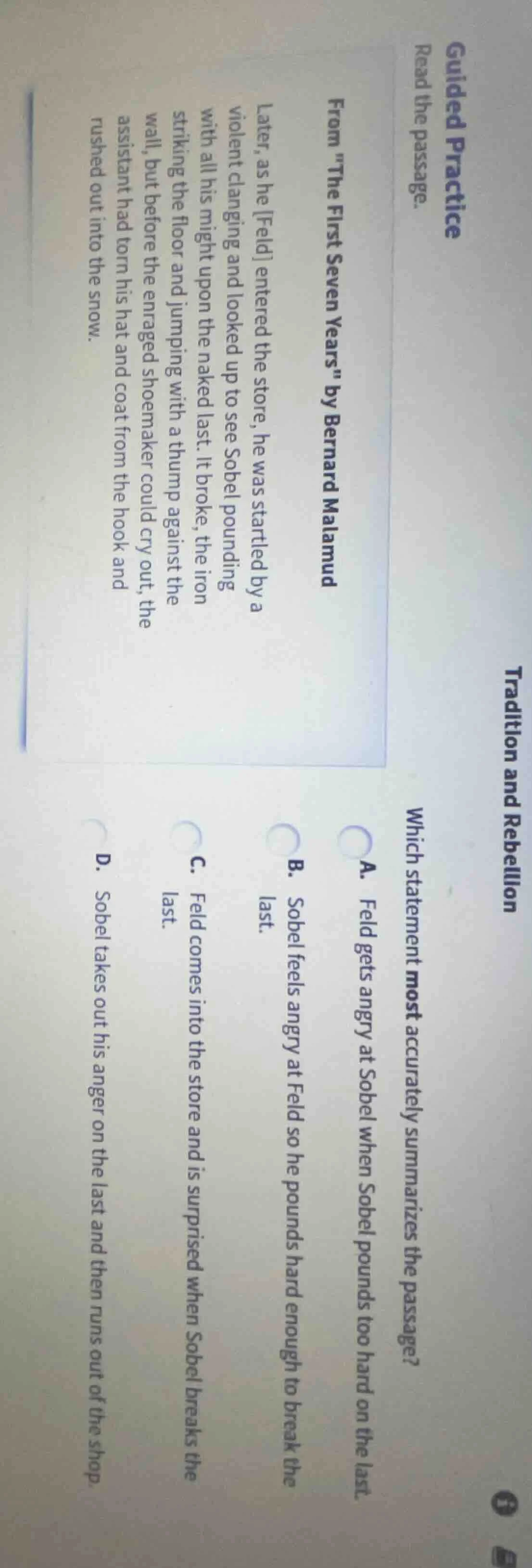 guided practice read the passage. from \the first seven years\ by berna…