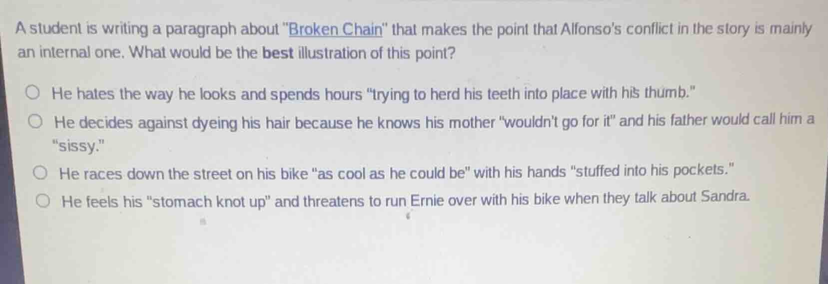 a student is writing a paragraph about \broken chain\ that makes the po…