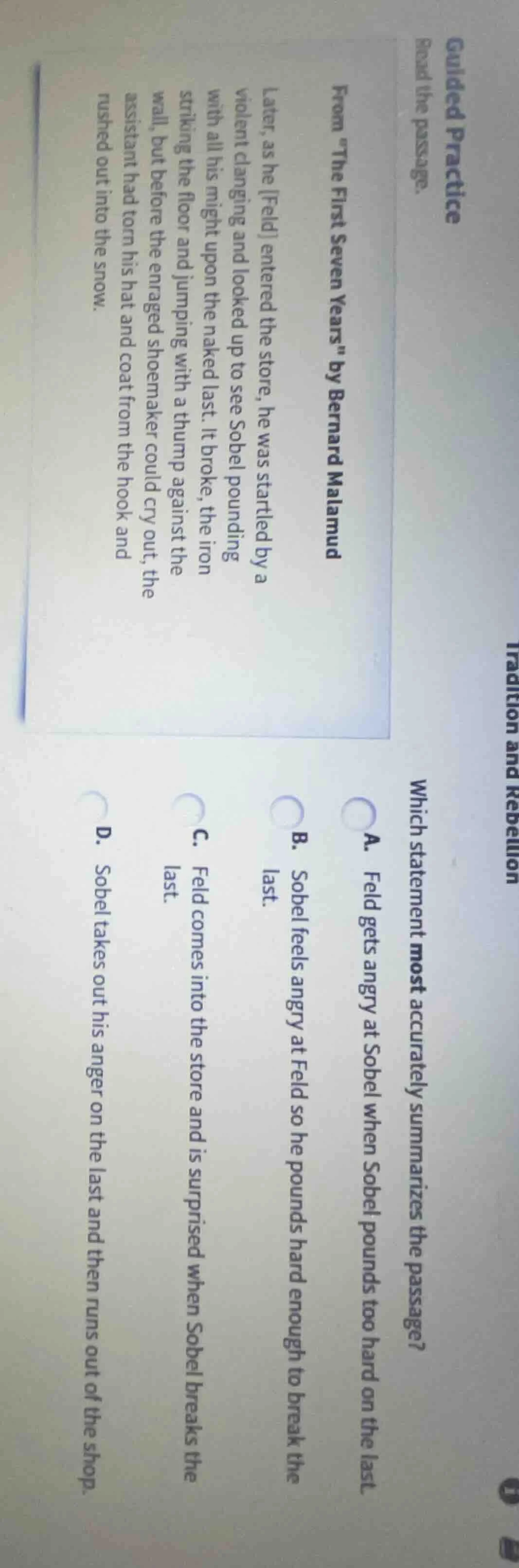 guided practice read the passage. from “the first seven years” by berna…