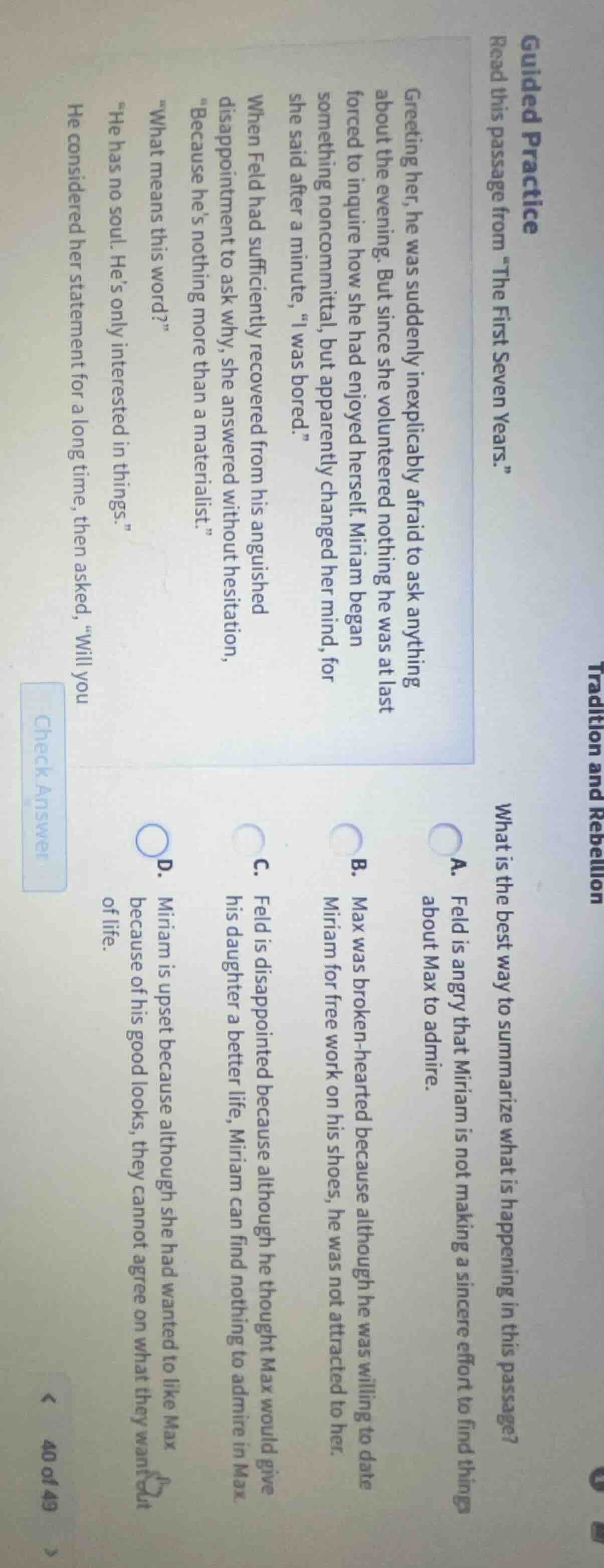 guided practice read this passage from \the first seven years.\ greetin…