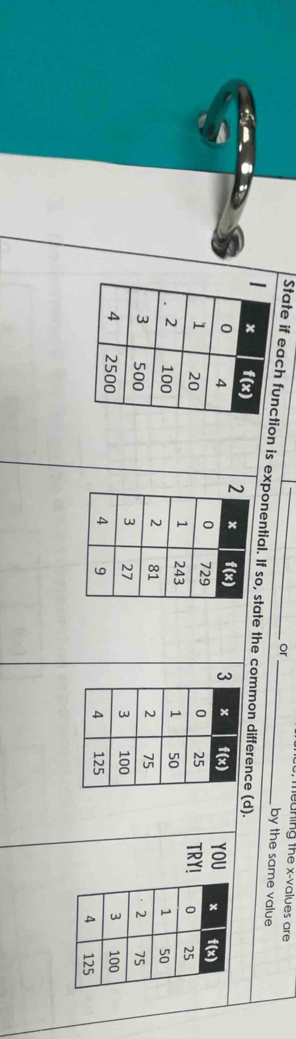 state if each function is exponential. if so, state the common differen…