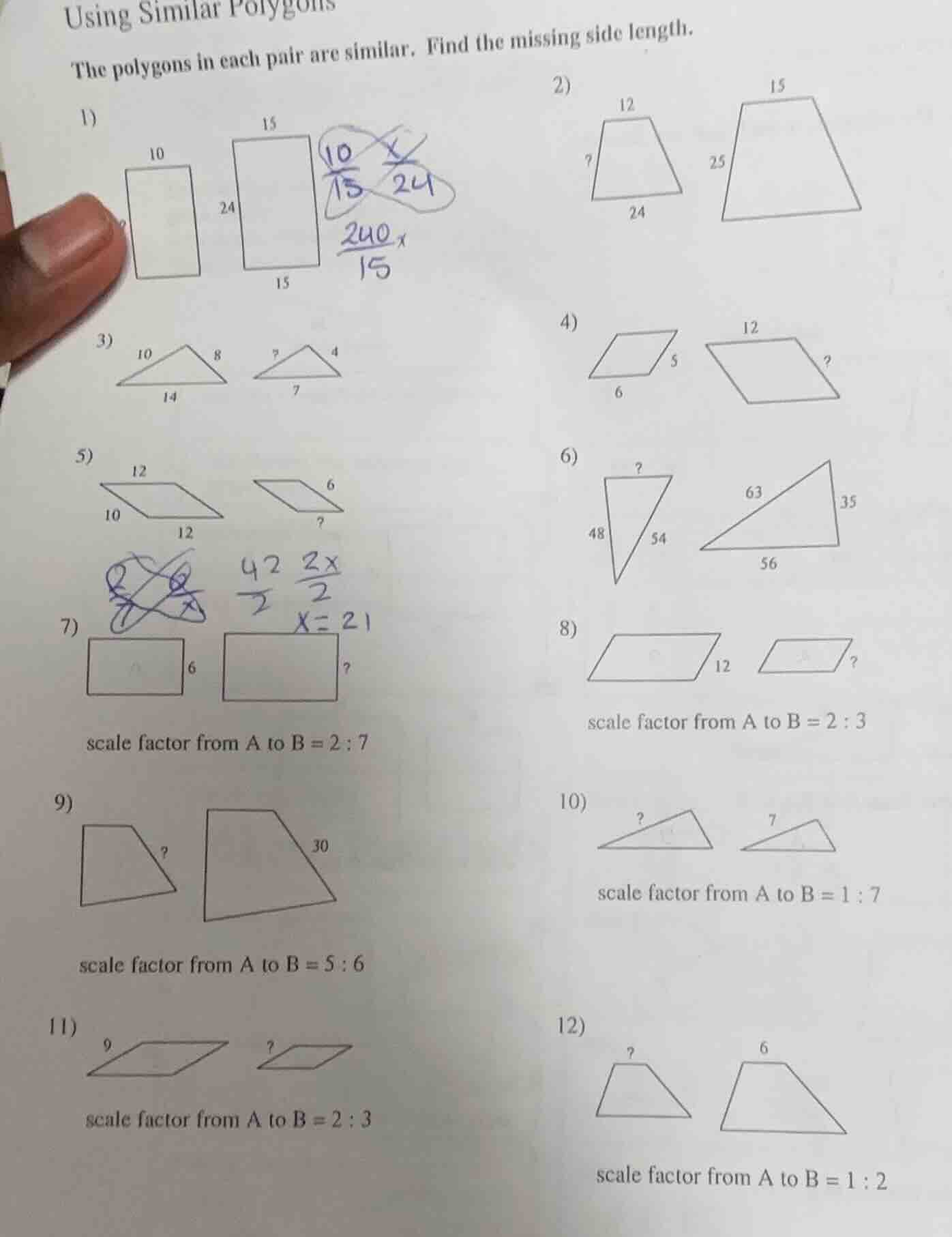 using similar polygons the polygons in each pair are similar. find the …