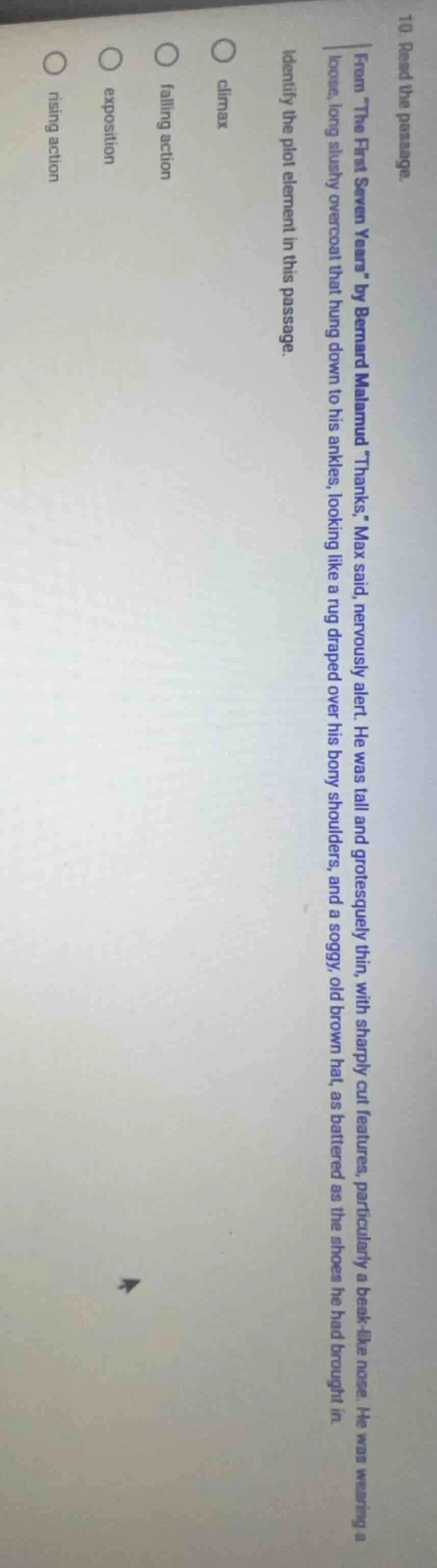 10. read the passage. from the first seven years by bernard malamud tha…
