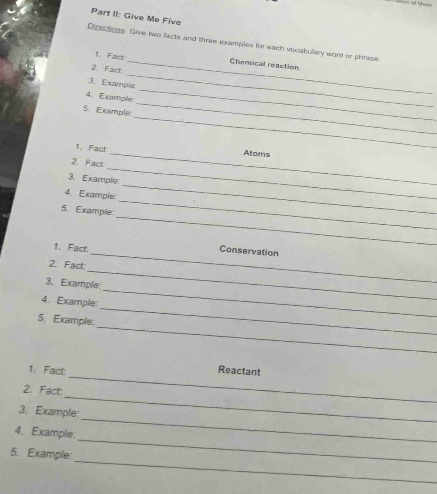 part ii: give me five directions: give two facts and three examples for…