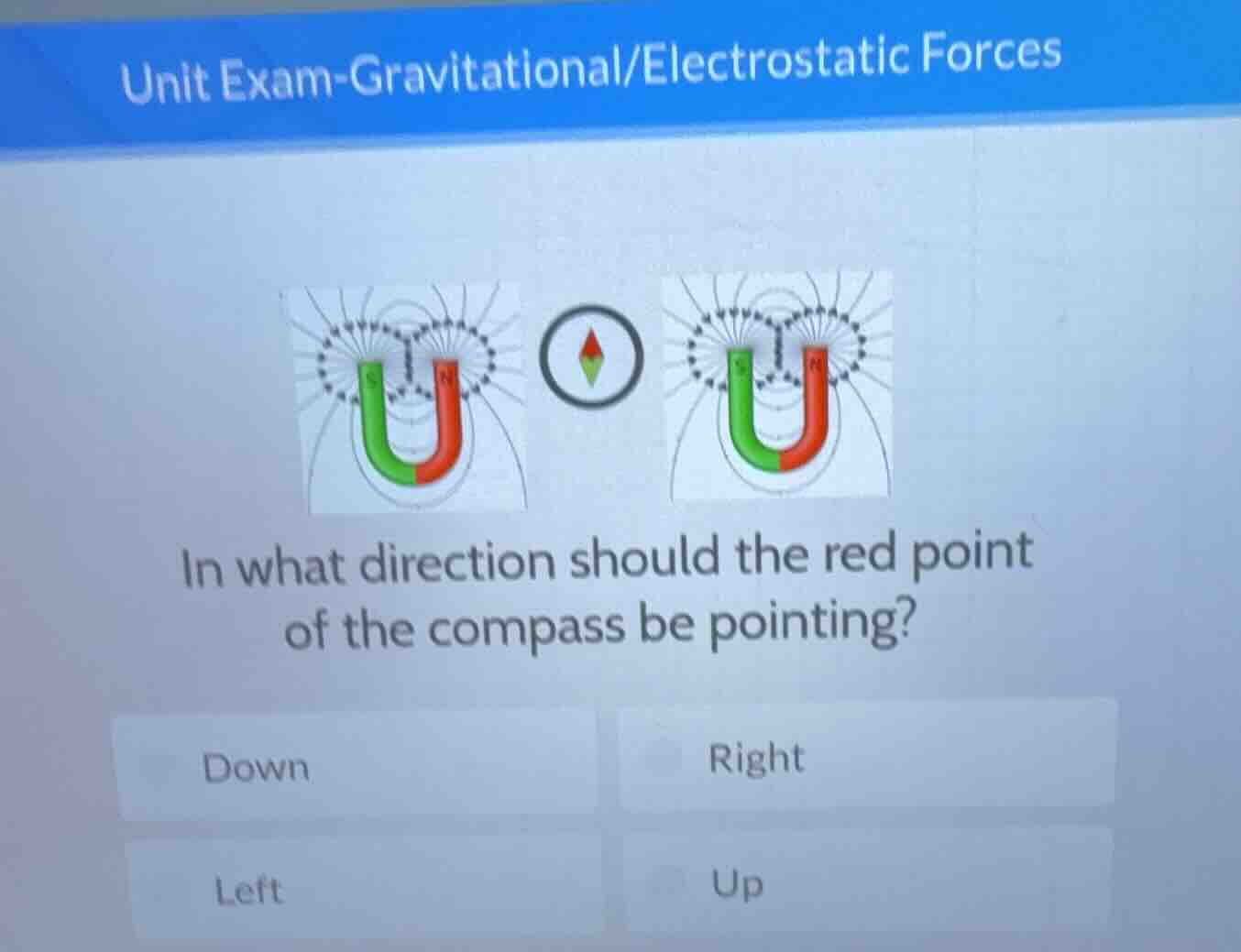 unit exam - gravitational/electrostatic forces in what direction should…