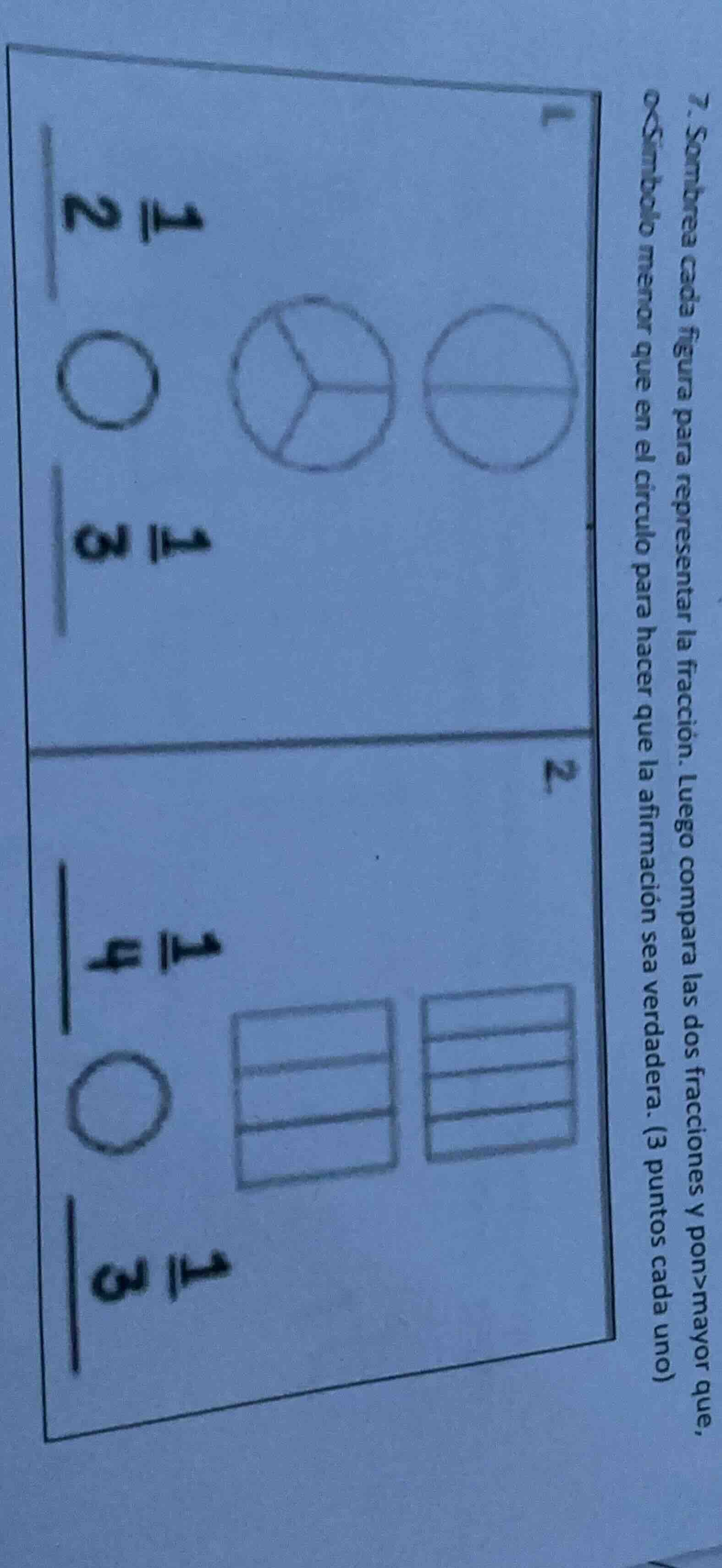 7. sombrea cada figura para representar la fracción. luego compara las …