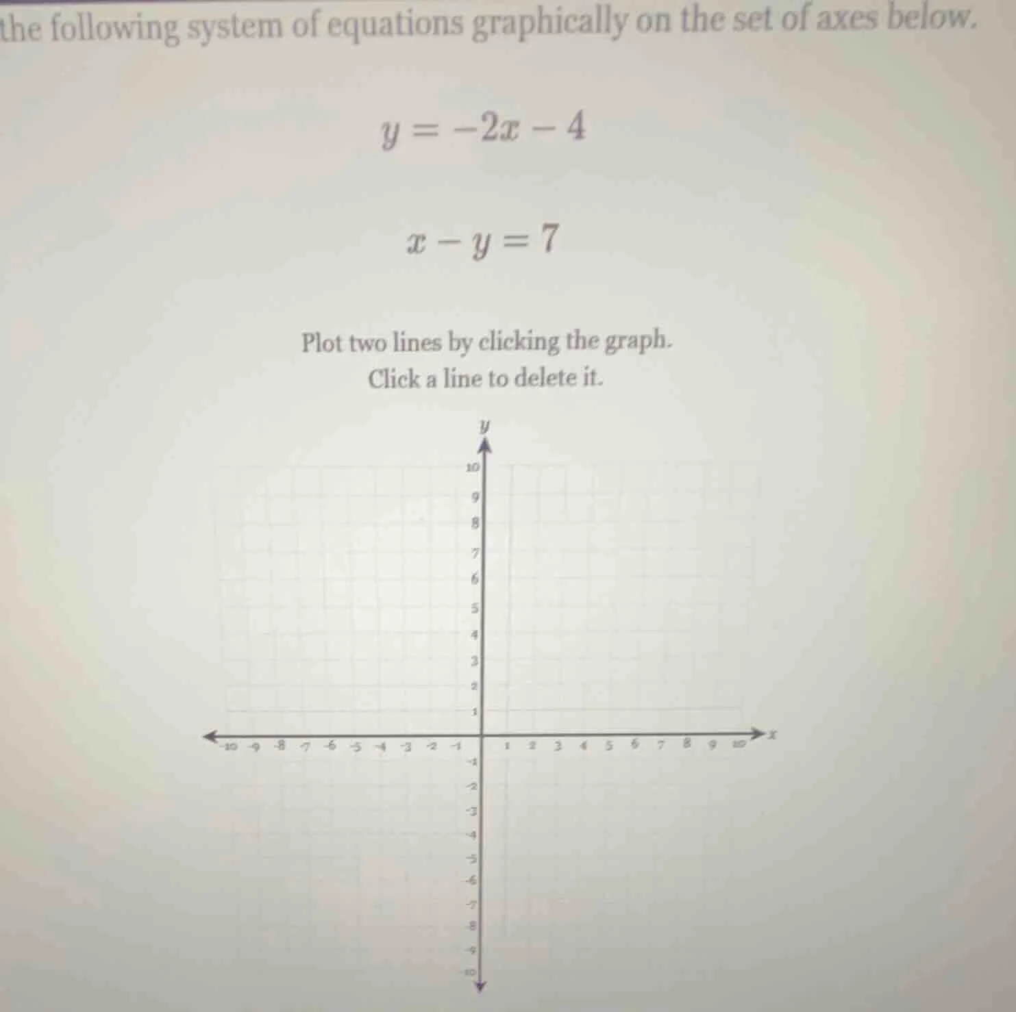 the following system of equations graphically on the set of axes below.…