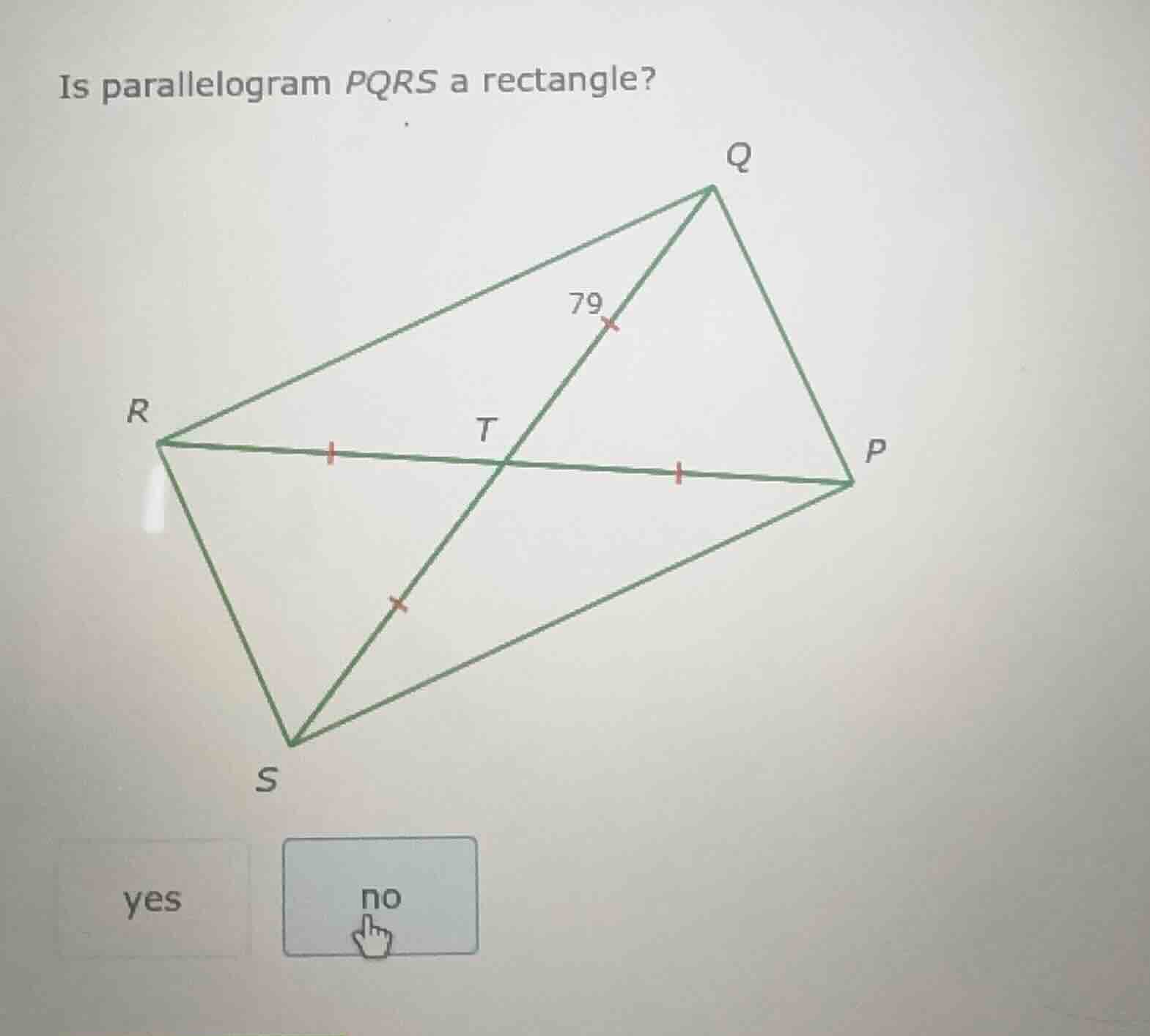is parallelogram pqrs a rectangle? yes no