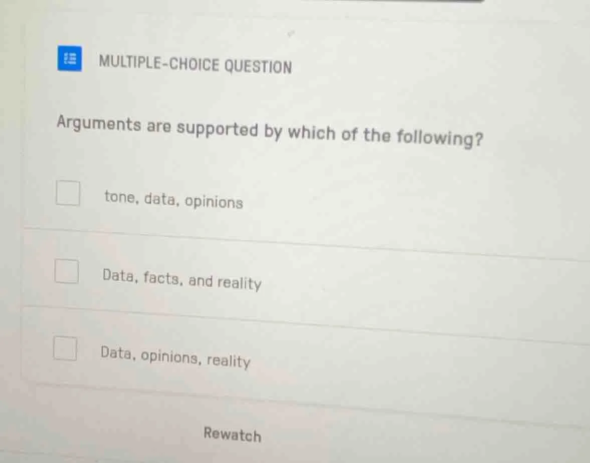 multiple-choice question arguments are supported by which of the follow…
