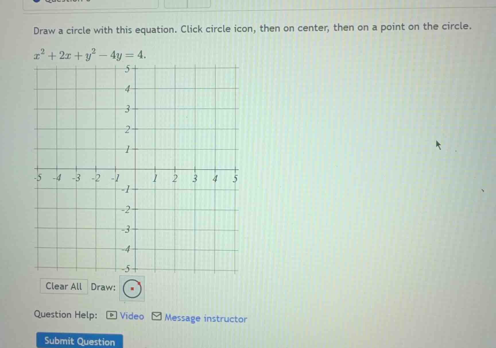 draw a circle with this equation. click circle icon, then on center, th…