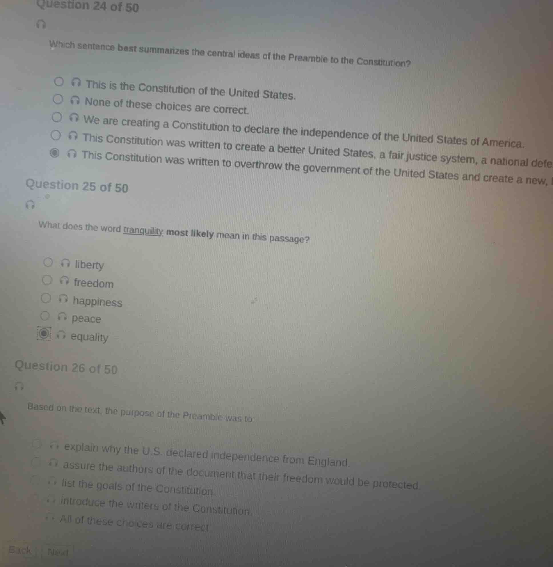 question 24 of 50 which sentence best summarizes the central ideas of t…