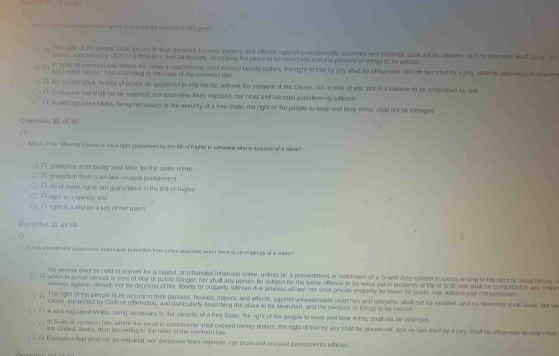 question 30 of 50 which of the following choices is not a right guarant…