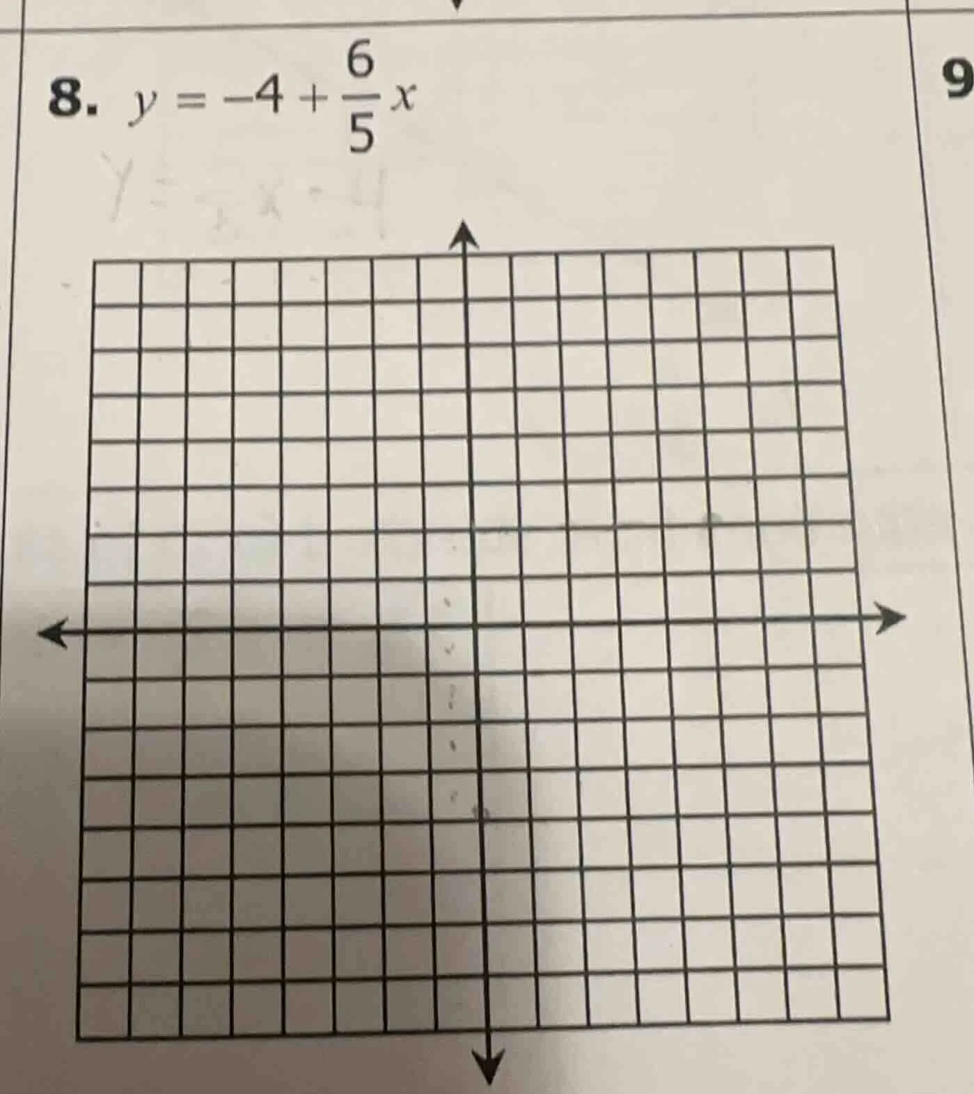 8. $y = -4 + \\frac{6}{5}x$