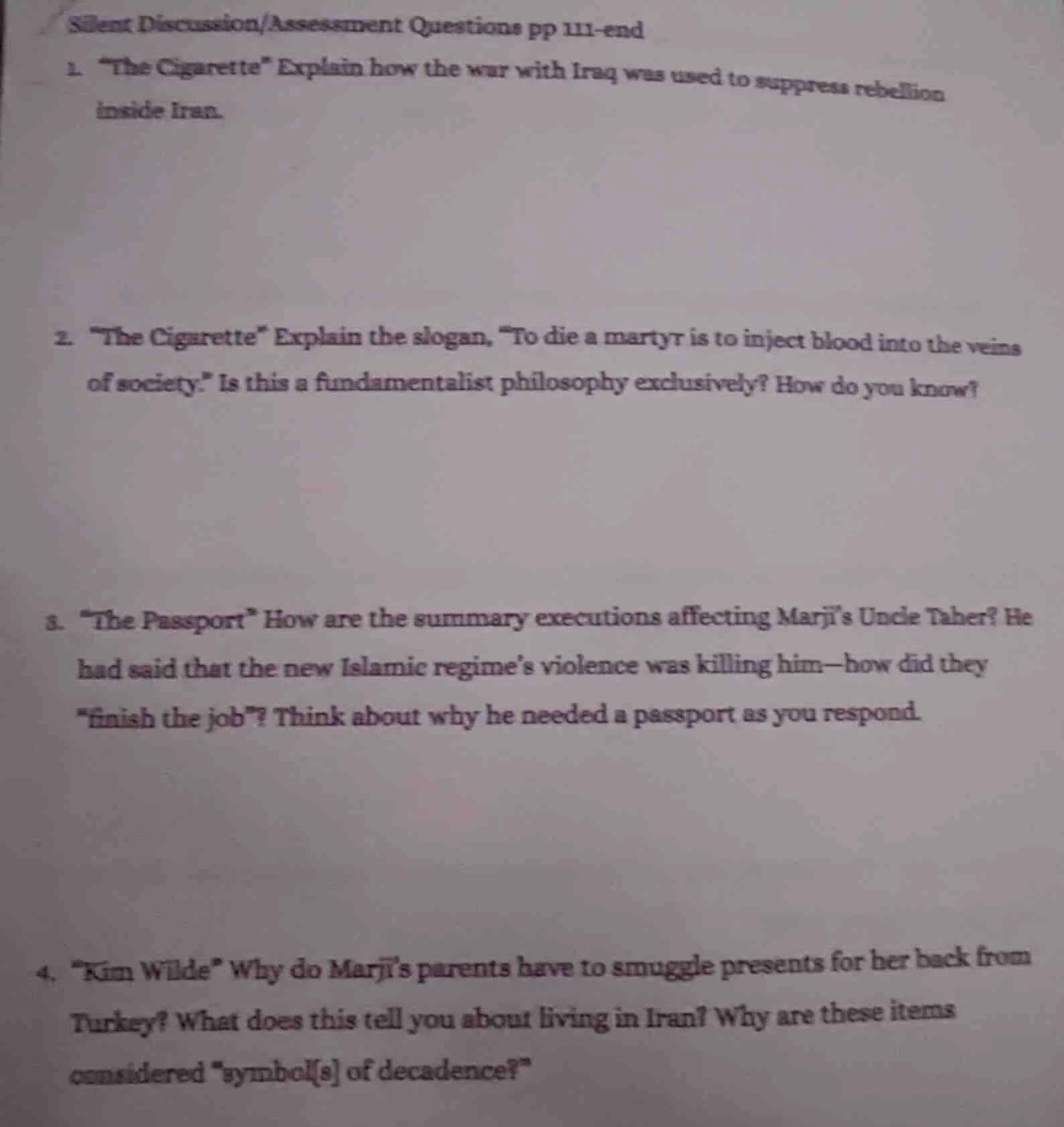silent discussion/assessment questions pp 111 - end 1. “the cigarette” …