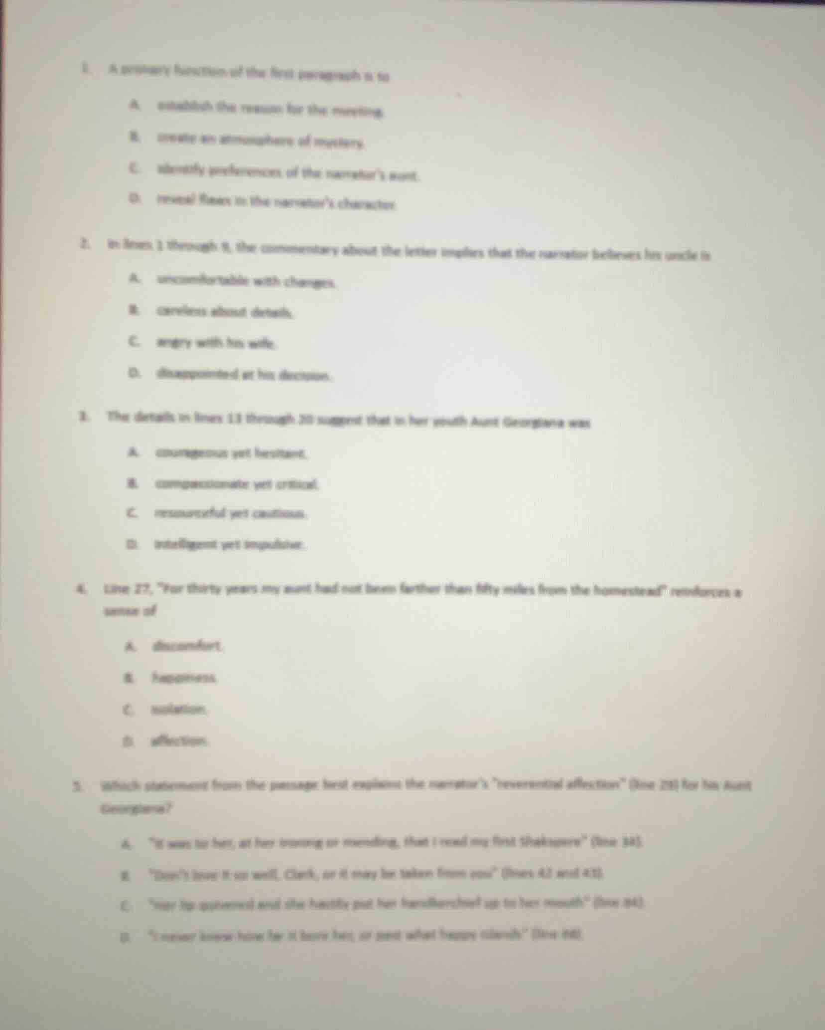 1. a primary function of the first paragraph is to a. establish the rea…